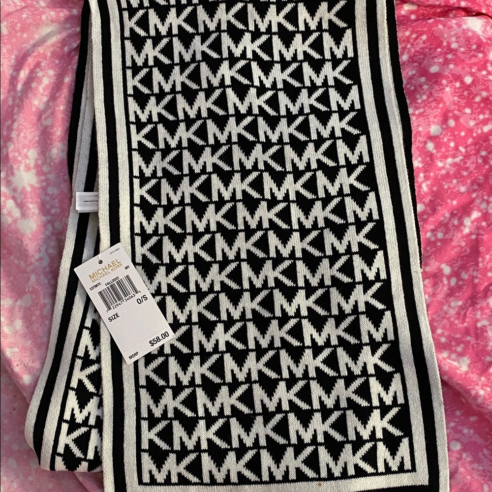 Michael Kors Monogram Black and White Scarf